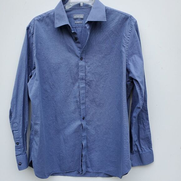 XL MICHAEL KORS SLIM FIT BUTTON DOWN BLUE MEN'S SHIRT 17.5 34 - Picture 1 of 12